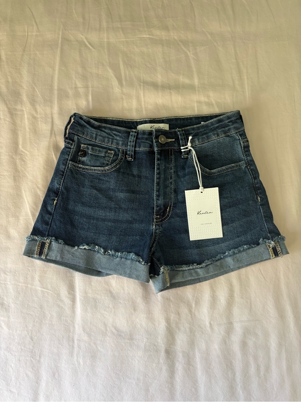 KanCan Dark Blue Rolled Hem Denim Shorts